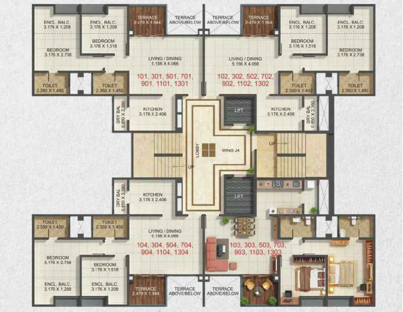 Kumar Park Infinia Phursungi 2BHK Plan